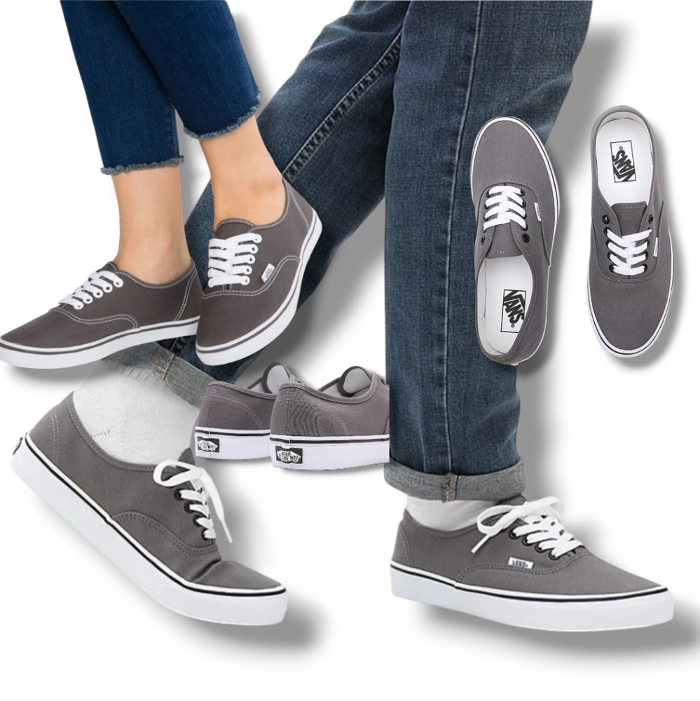 Vans The Authentic Lo Pro Unisex Pewter/True White Canvas Sneakers